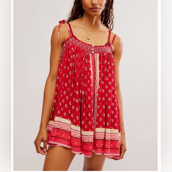 Free People Pants - Free People Rule The World Romper in Ruby Combo Size Large NWT